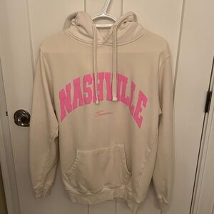 Cream Hoodie with Pink Nashville Print